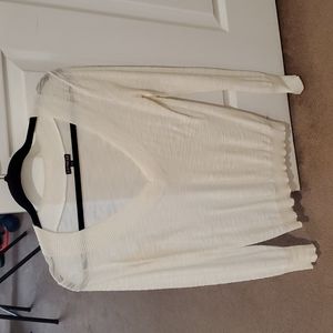 Express white deep v neck sweater